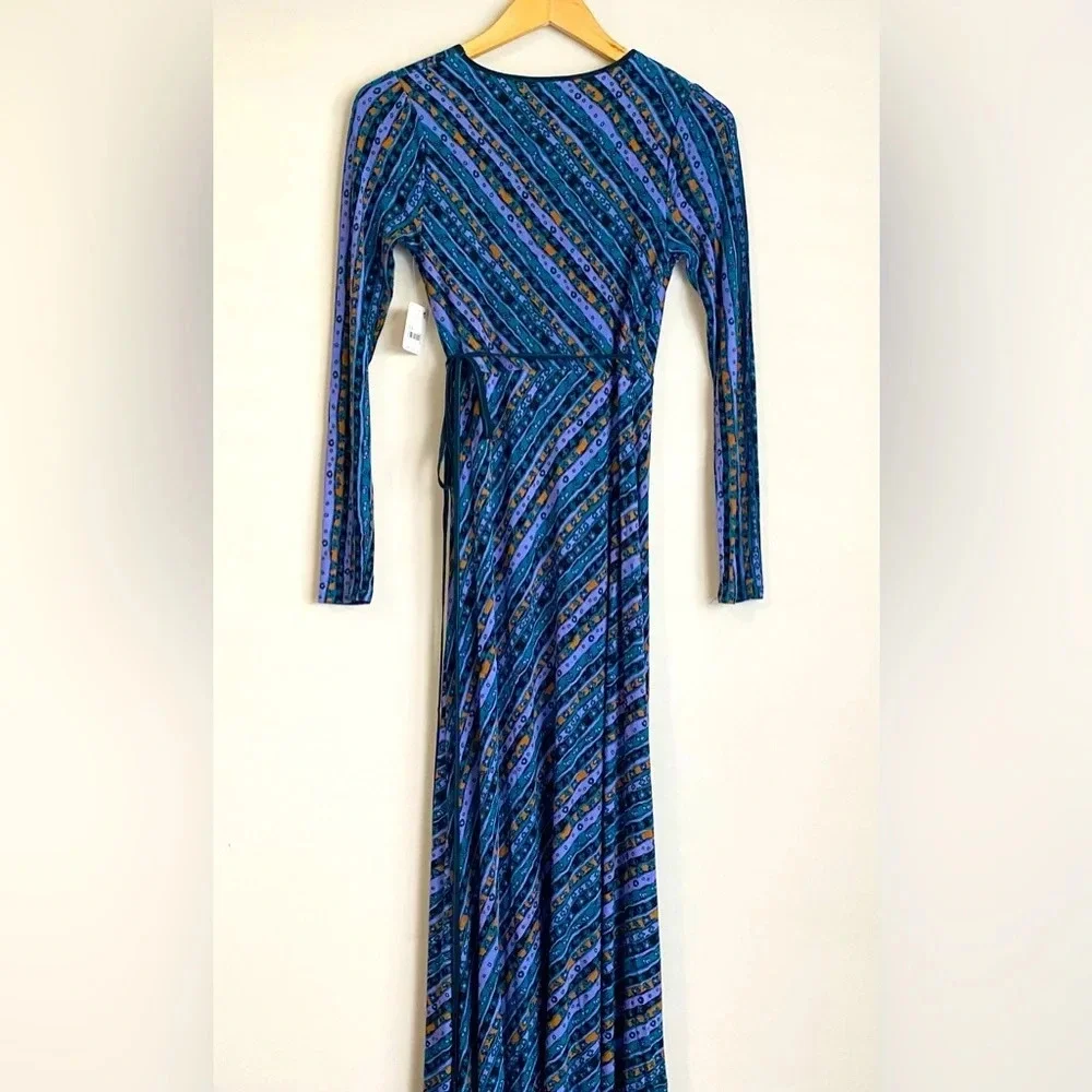 NWT Free People phoebe printed jersey maxi wrap dress in multi Size XS